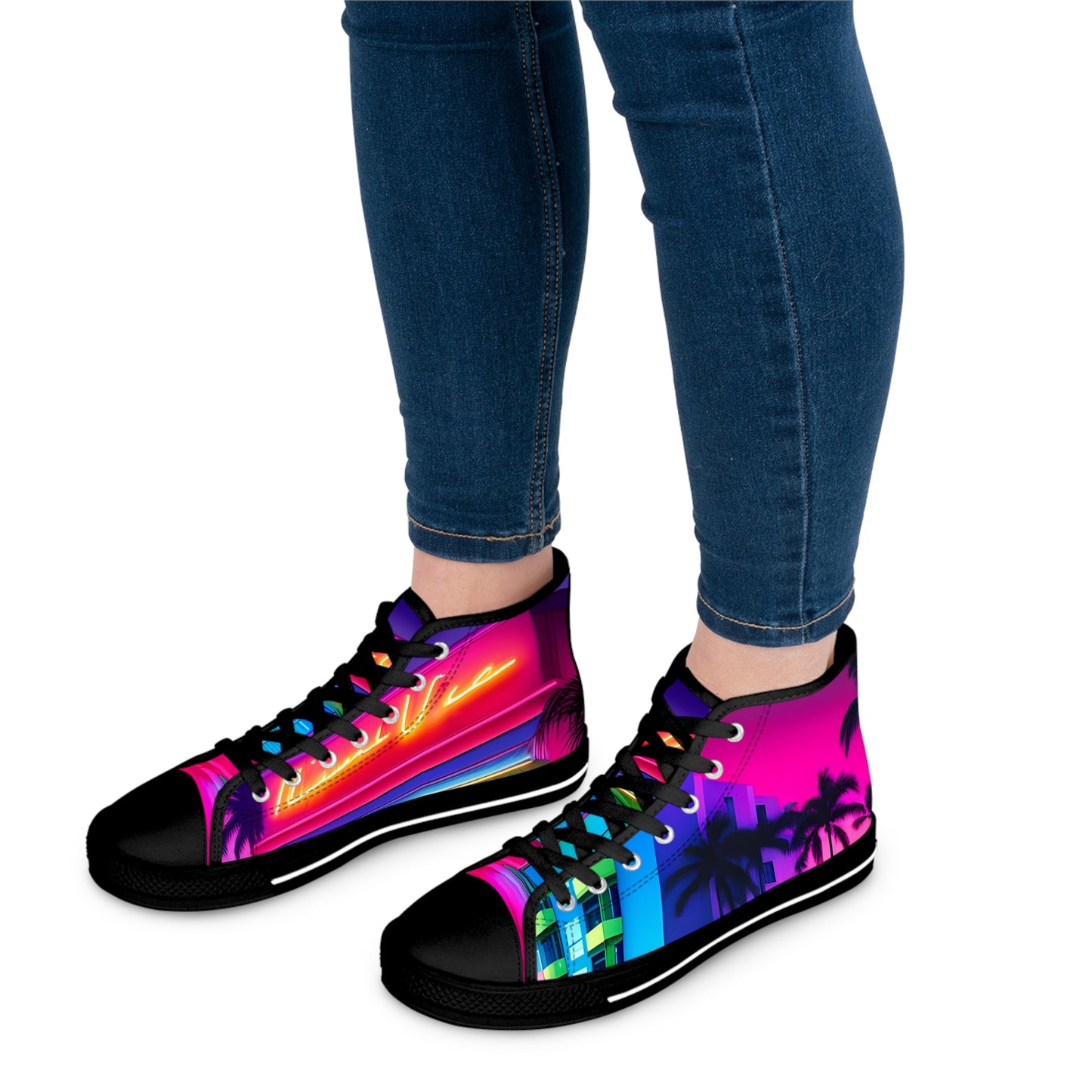 Miami  Style Unique Women's High Top Sneakers