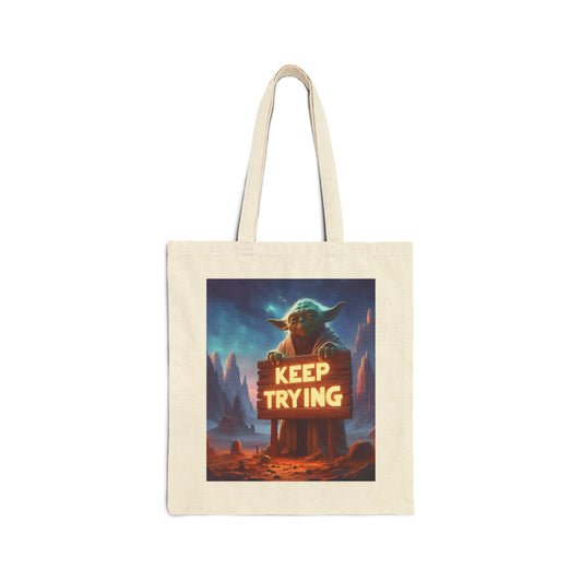 Keep Trying Cotton Canvas Tote Bag
